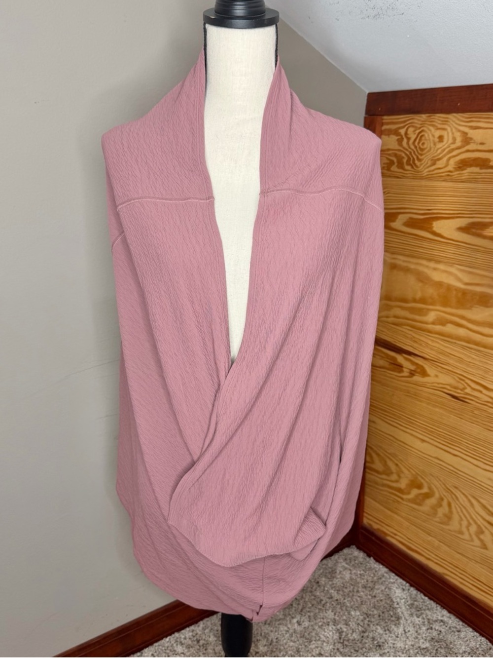 Lululemon Vinyasa Scarf Crinkle Spanish Rose Pink Snap Up Wrap Cardigan W9BTZS